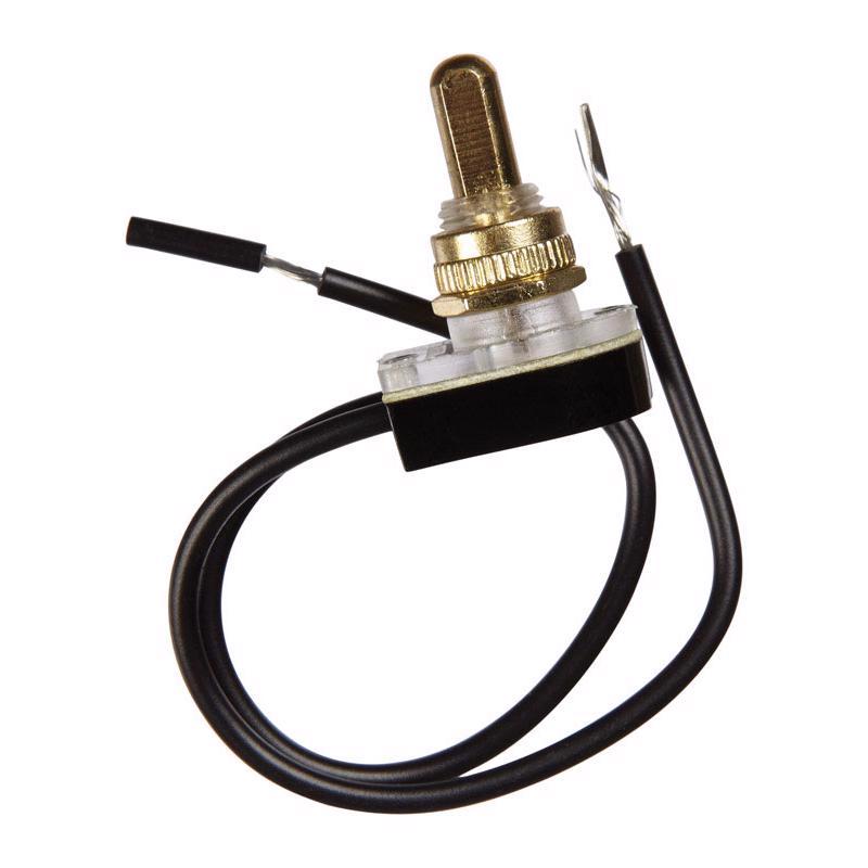 Interruptor de pulsador para electrodomésticos Jandorf de 6 amperios, polo simple, negro/latón, 1 ud.