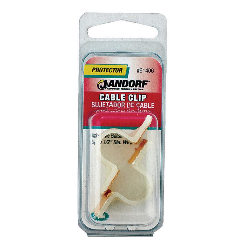 Clip para cable de nailon blanco Jandorf de 1/2 pulg. de diámetro x 1.6 pulg. de largo