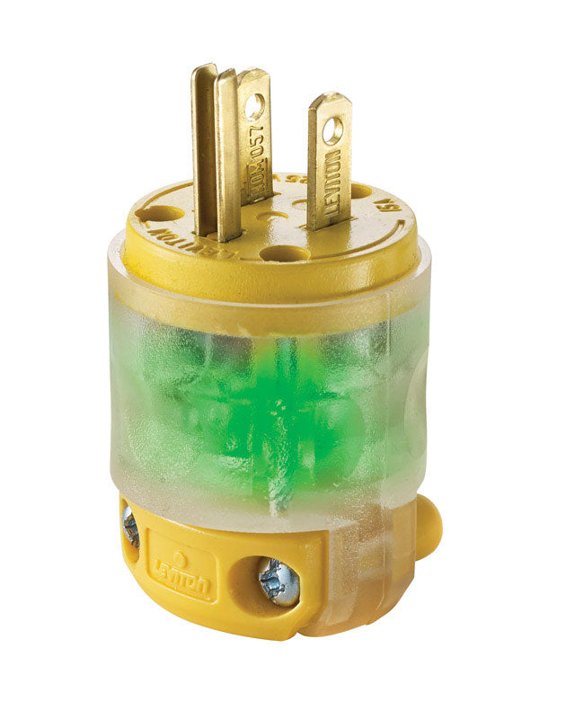 Enchufe Leviton de cuchilla recta de vinilo para uso comercial y residencial 5-15P 18-12 AWG 2 polos 3 hilos