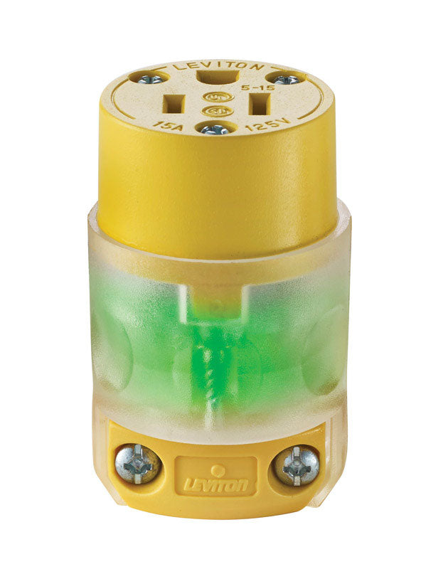 Conector luminoso de vinilo Leviton para uso comercial y residencial 5-15R 18-12 AWG 2 polos 3 hilos