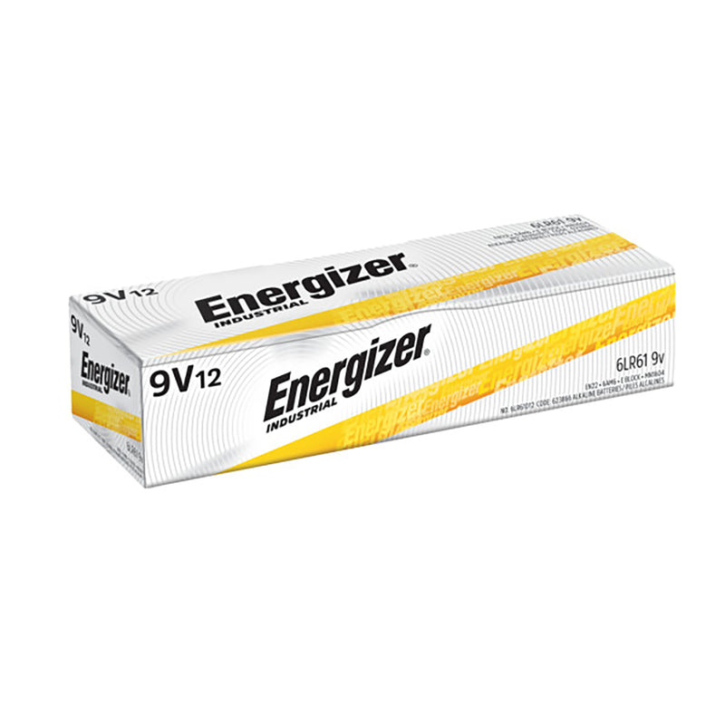 Baterías alcalinas Energizer Industrial de 9 voltios, caja de 12 unidades