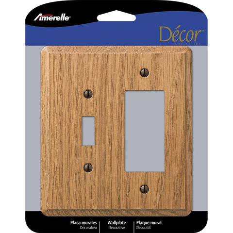 Amerelle Contemporáneo Marrón Placa de Pared de Madera para 2 interruptores Decorador/Palanca 1 ud.