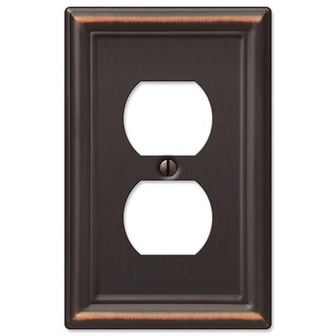 Amerelle Chelsea Aged Bronze 1 gang Stamped Steel Duplex Wall Plate 1 pk