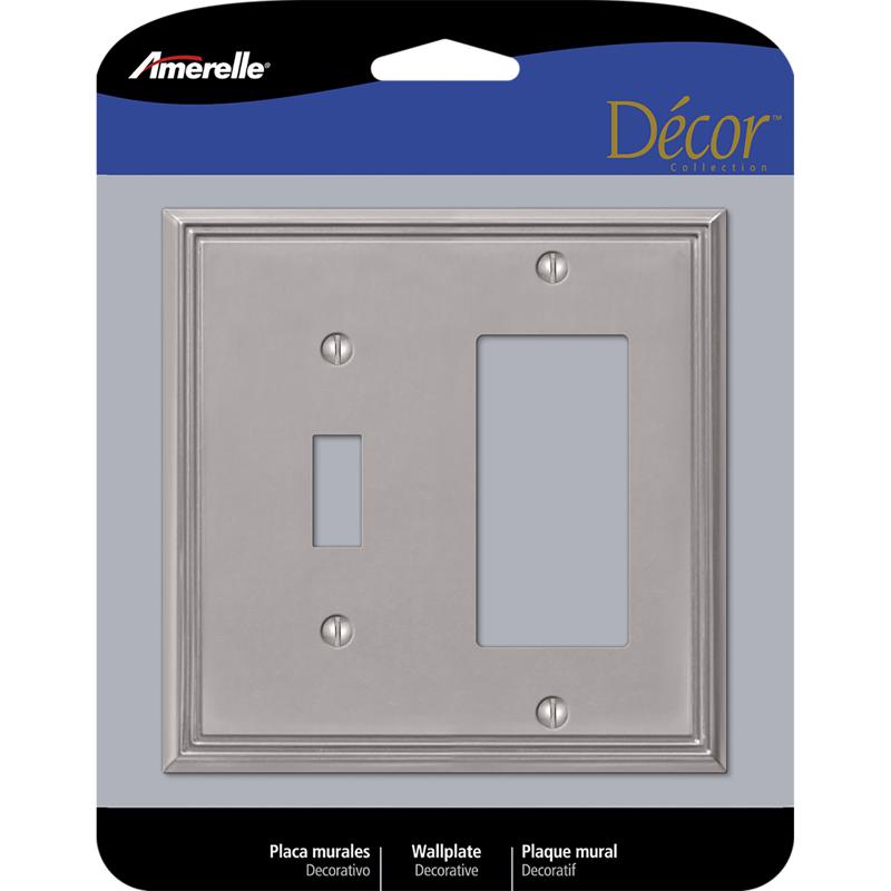 Placa de pared para interruptor de palanca de metal fundido Amerelle Metro Gray de 2 unidades, paquete de 1