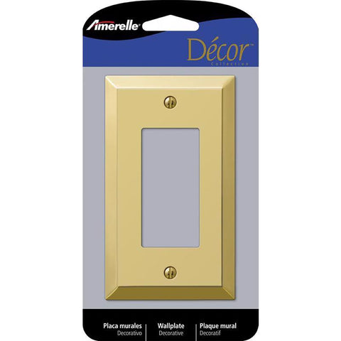 Amerelle Century Polished Brass 1 gang Stamped Steel Decorator Wall Plate 1 pk