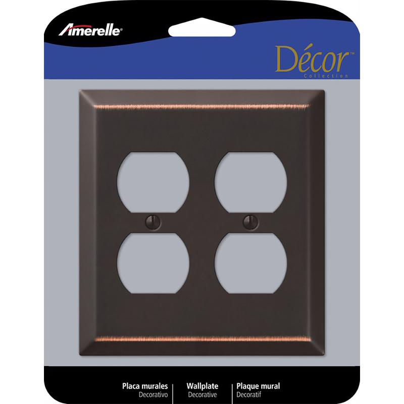 Amerelle Century Placa de pared dúplex de acero estampado bronce envejecido 2 gang 1 pquete