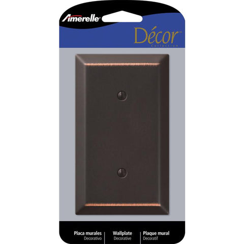 Amerelle Century Aged Bronze 1 gang Stamped Steel Blank Wall Plate 1 pk