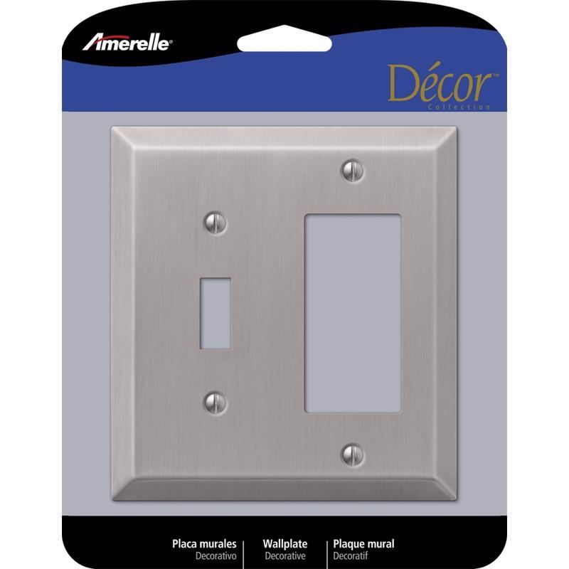 Amerelle Century Placa de pared para interruptor palanca de acero estampado de 2 unidades, níquel cepillado, 1 paquete