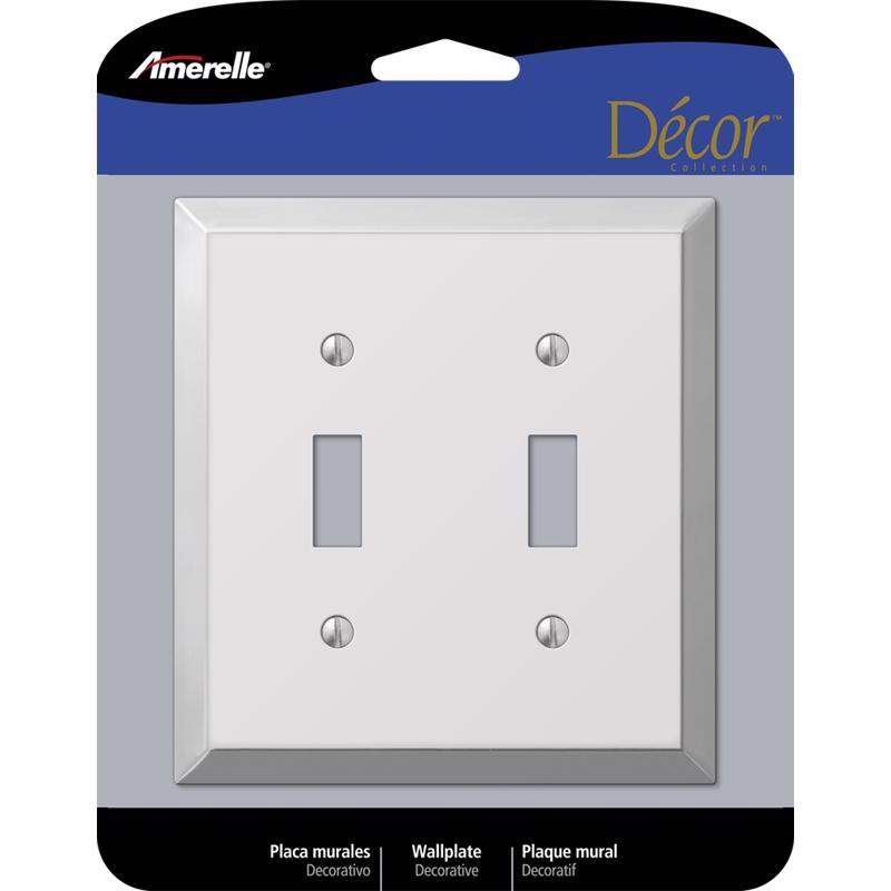 Amerelle Century Placa de pared para interruptor de palanca de acero estampado de 2 unidades, cromo pulido, 1 paquete