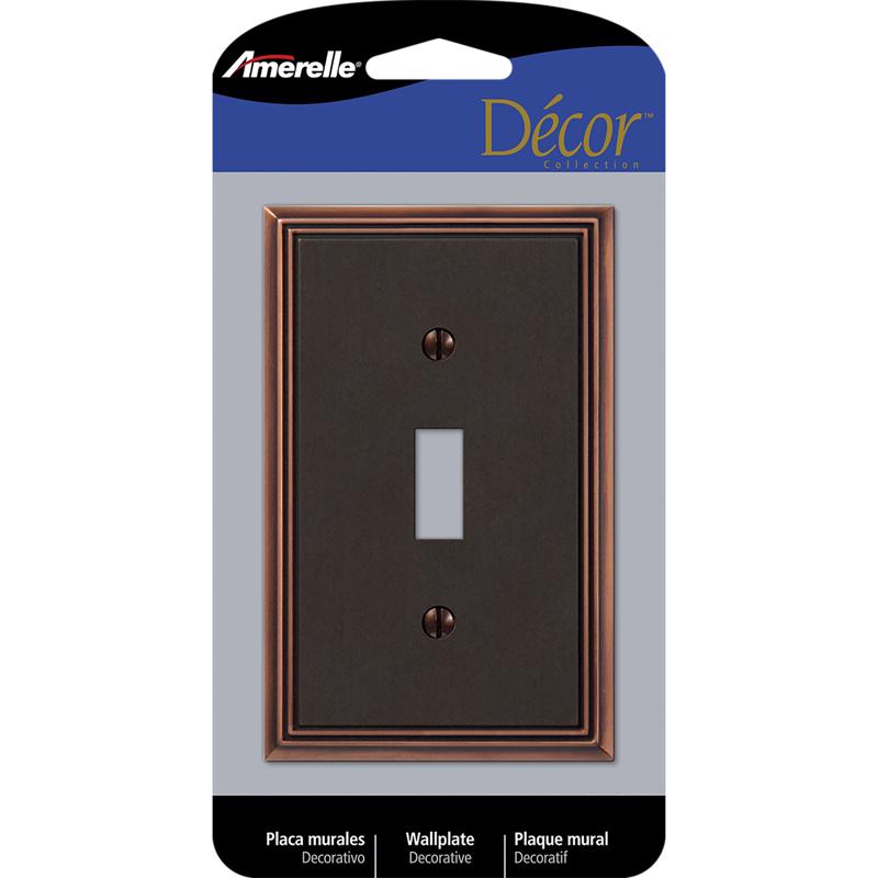 Amerelle Metro Placa de pared para interruptor palanca de 1 grupo de metal fundido en bronce envejecido, paquete de 1