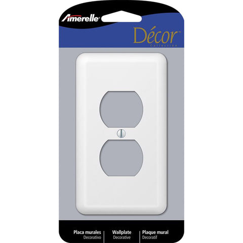 Amerelle Devon White 1 gang Stamped Steel Duplex Wall Plate 1 pk