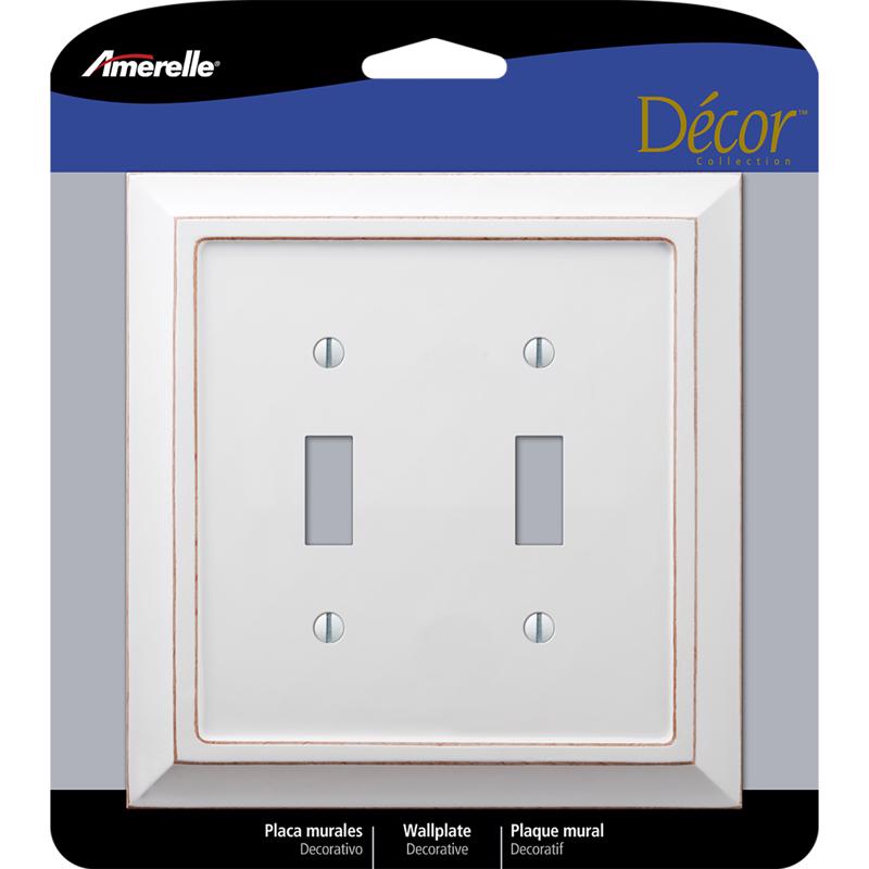 Amerelle Savannah Placa de pared de madera para interruptor basculante doble, paquete de 1