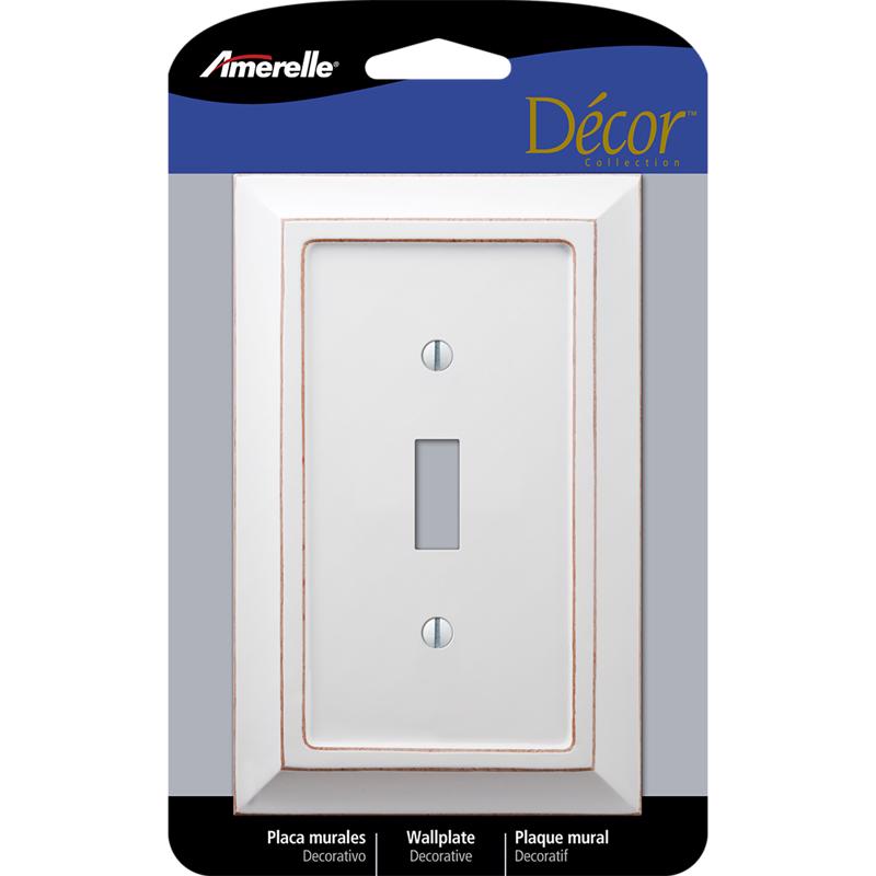 Amerelle Savannah White 1 gang Wood Toggle Wall Plate 1 pk