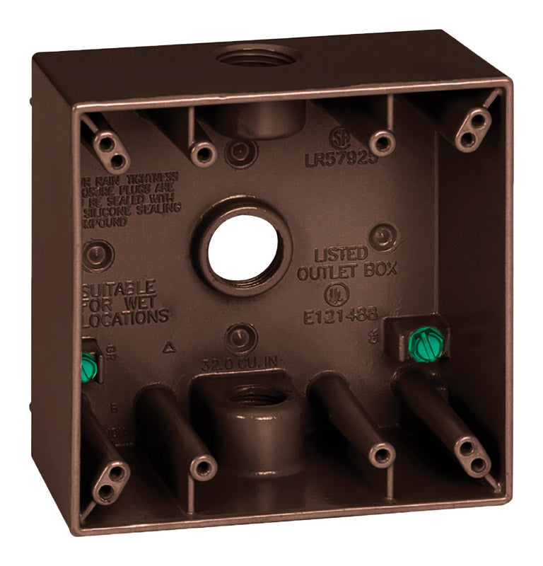 Caja metálica cuadrada para 2 dispositivos resistente a la intemperie New Work de 31 pulgadas cúbicas, bronce, Sigma Engineered Solutions