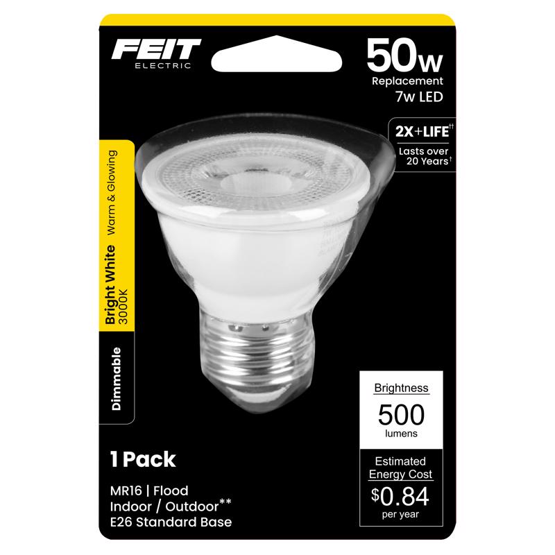 Feit MR16 E26 (Medium) LED Bulb Bright White 50 Watt Equivalence 1 pk (Pack of 4)