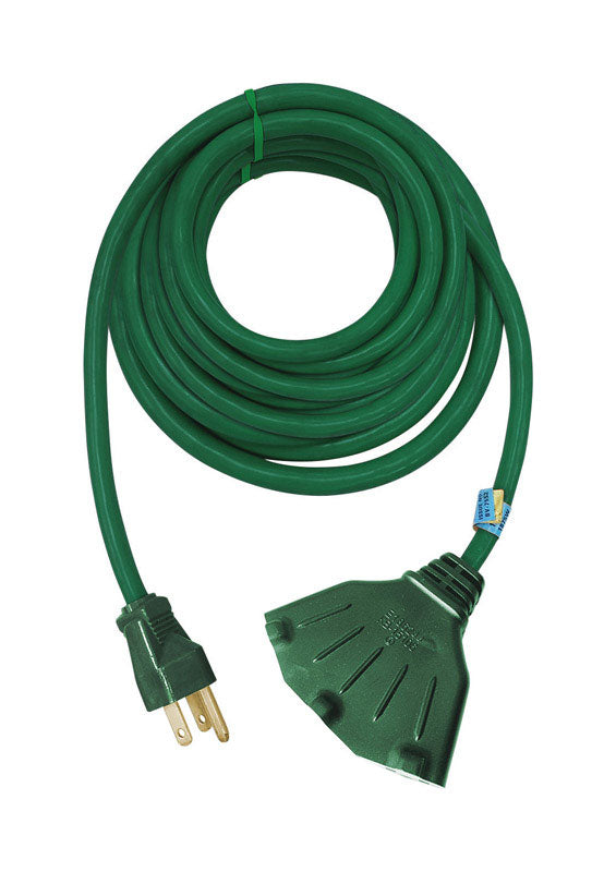 Projex Indoor or Outdoor 50 ft. L Green Triple Outlet Cord 16/3 SJTW