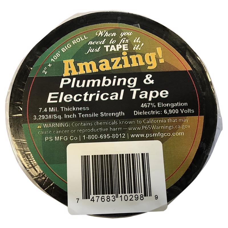 Increíble cinta negra de plástico para fontanería y electricidad de 2 pulg. de ancho x 108 pies de largo