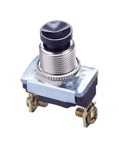 Interruptor pulsador momentáneo Gardner Bender de 6 amperios, negro, 1 ud.