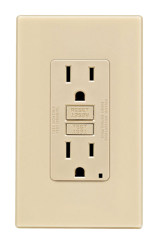 Tomacorriente dúplex GFCI Leviton SmartlockPro de 15 A y 125 V, 5-15R, 1 ud. marfil