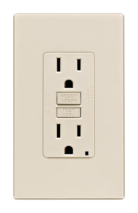 Leviton SmartlockPro 15 amps 125 V Duplex Light Almond GFCI Outlet 5-15R 1 pk