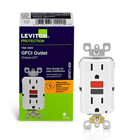 Tomacorriente dúplex GFCI Leviton SmartlockPro de 15 A y 125 V, 5-15R, blanco, 1 ud.