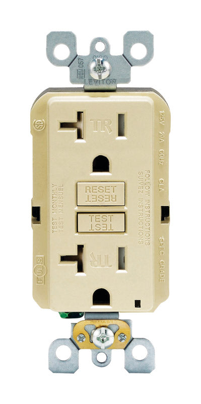Leviton SmartlockPro 20 amps 125 V Duplex Ivory GFCI Outlet 5-20R 1 pk