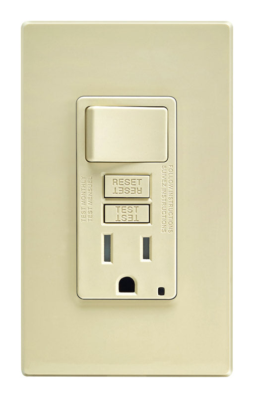 Tomacorriente GFCI Leviton SmartlockPro de 15 A y 125 V, marfil, 5-15R, 1 ud.