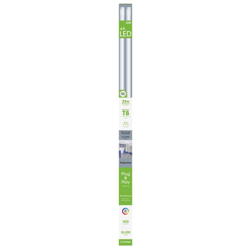 Feit Plug & Play T8 Cool White 47.5 in. Bi-Pin T8 LED Bulb 32 Watt Equivalence 2 pk (Pack of 5)