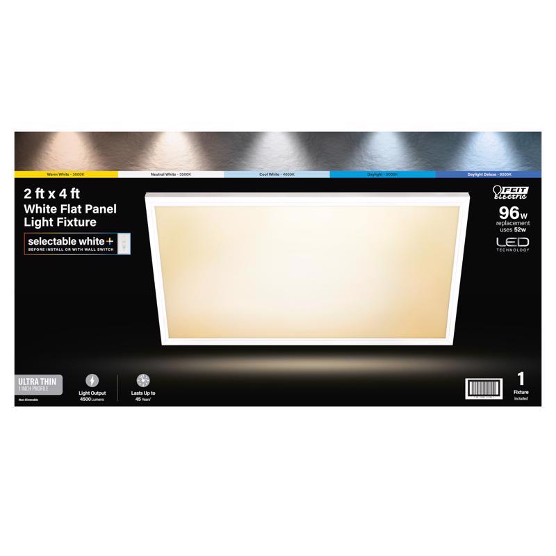 Luminaria LED de panel plano Feit EDGELIT de 1 pulg. de alto x 24 pulg. de ancho x 48 pulg. de largo, blanco esmerilado