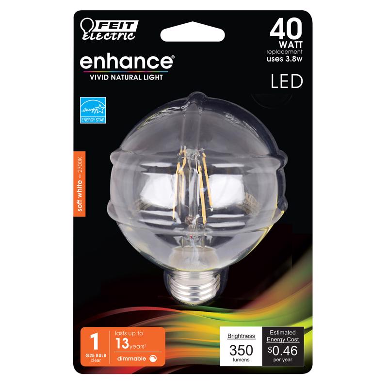 Bombilla LED Feit G25 E26 (mediana) de luz blanca suave, equivalente a 40 vatios, paquete de 1