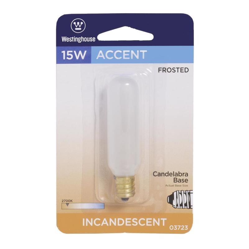 Westinghouse 15 W T6.5 Tubular Incandescent Bulb E12 (Candelabra) Warm White 1 pk (Pack of 6)