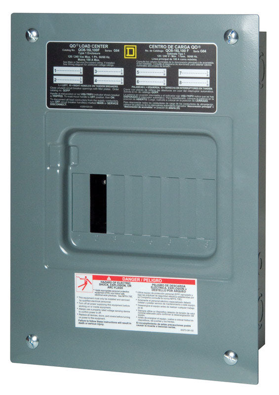Square D QO 100 amps 120/240 V 8 space 16 circuits Combination Mount Main Lug Load Center