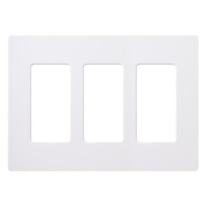 Placa de pared decoradora de plástico Lutron Claro White para 3 interruptores, paquete de 1