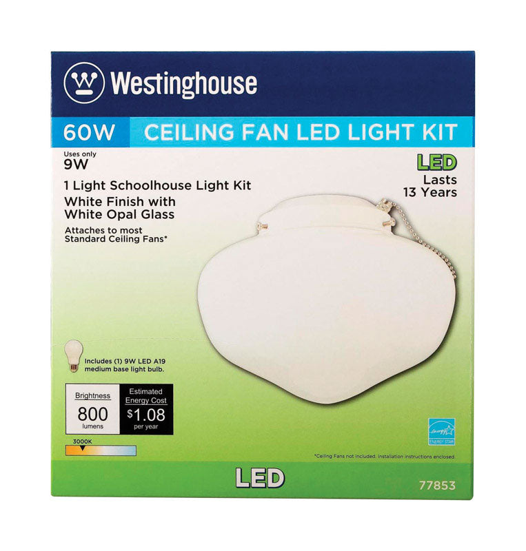 Kit de lámpara para ventilador de techo Westinghouse estilo escuela en blanco semibrillante