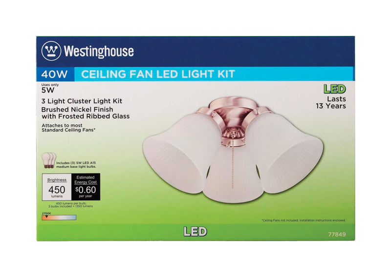 Kit de luz para ventilador de techo Westinghouse en níquel cepillado y marrón