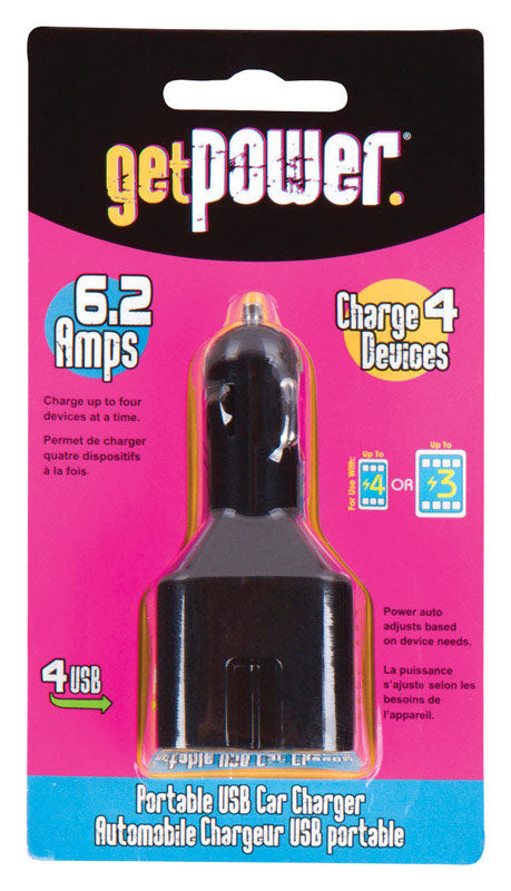 GetPower 4 Port Car Cell Phone Charger 1 pk