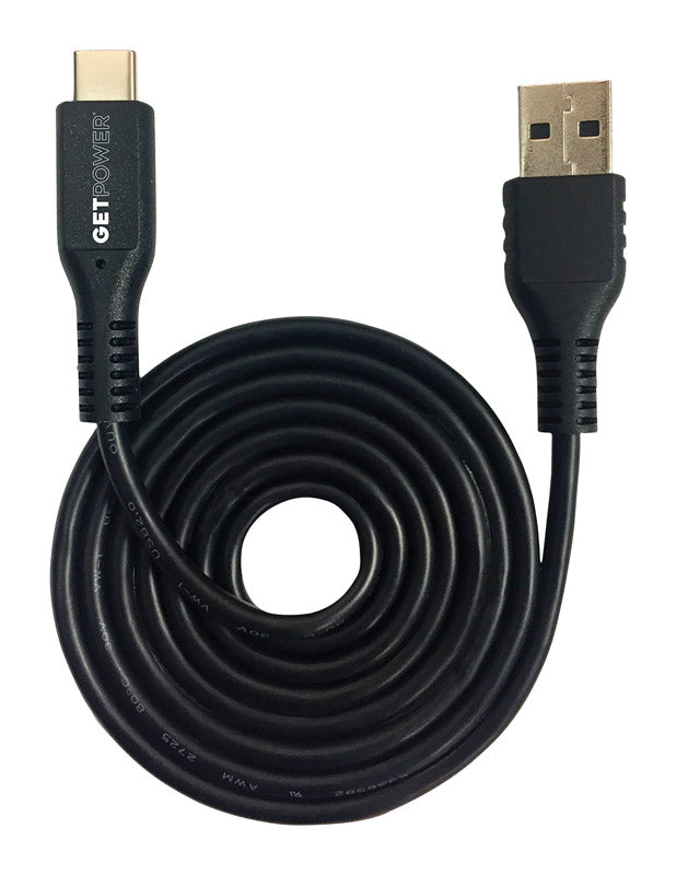 GetPower 3 ft. L USB Type A to USB Type C Charging and Sync Cable 1 pk (Pack of 50)
