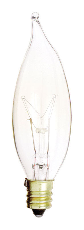 Satco 15 W CA9 Decorative Incandescent Bulb E12 (Candelabra) Soft White 1 pk (Pack of 25)