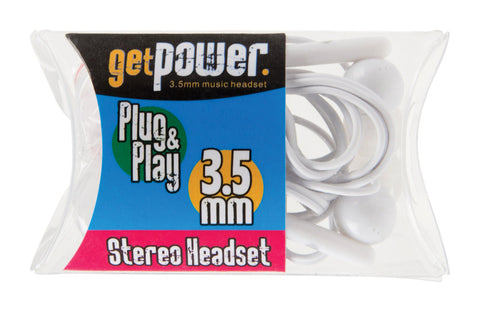 GetPower Stereo Headset 1 pk (Pack of 50)