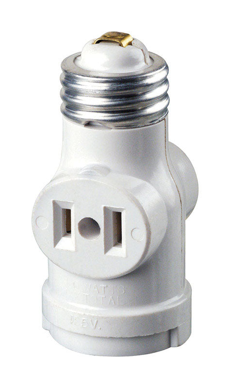 Portalámparas de plástico sin llave con toma Leviton, 1 ud.