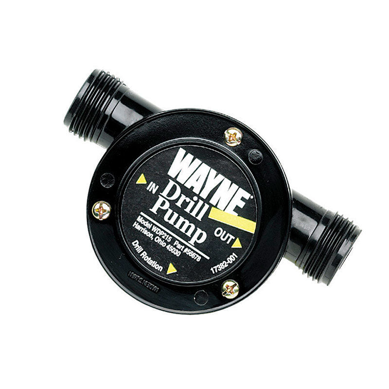 Bomba Wayne de 85 gph termoplástica, sin interruptor, de fondo, accionada por taladro