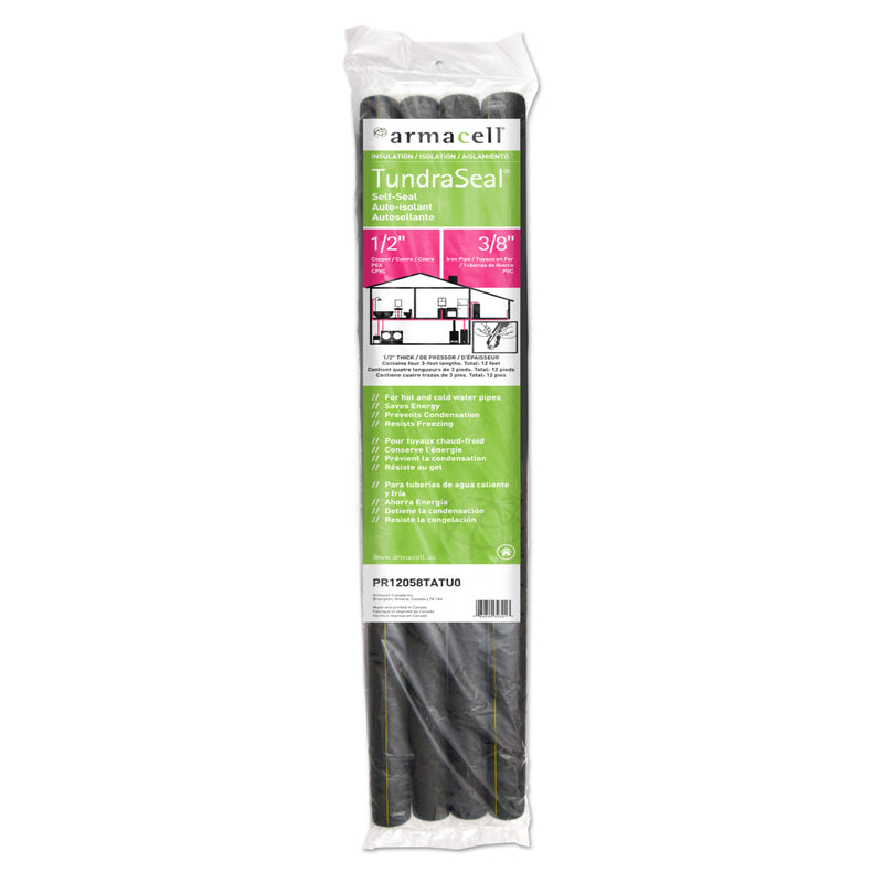Armacell TundraSeal Self Sealing 1/2 in. X 3 ft. L Polyethylene Foam Pipe Insulation (Pack of 18)