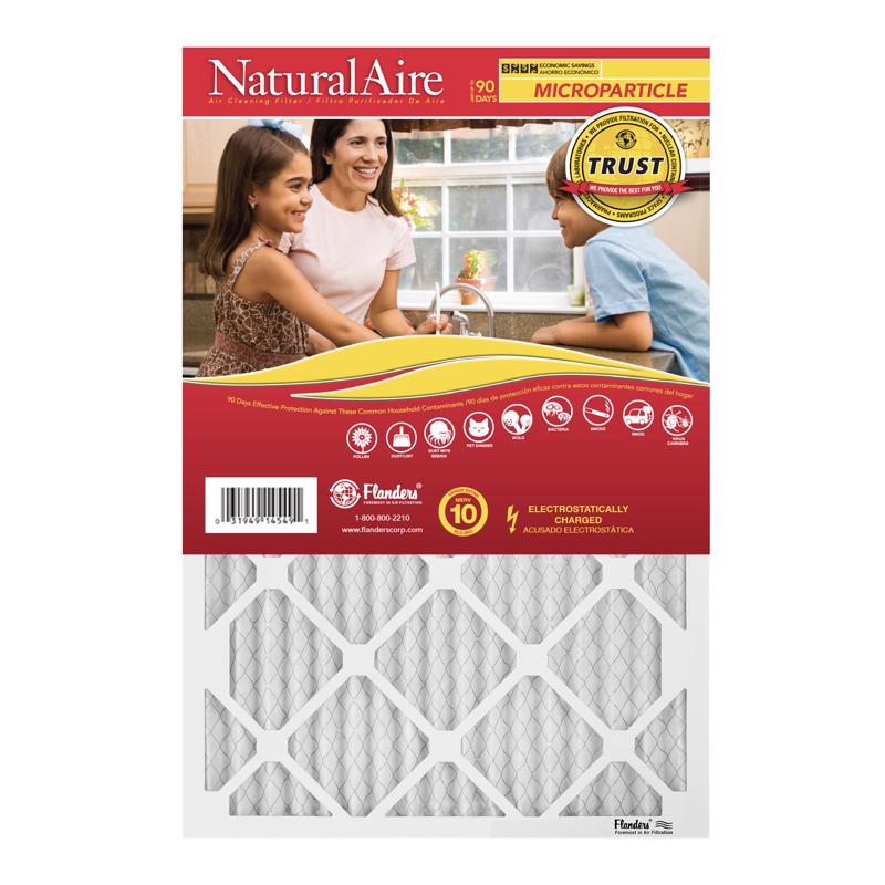 NaturalAire 14 in. W X 25 in. H X 1 in. Synthetic 10 MERV Pleated Microparticle Air Filter 1 pk (Pack of 6)