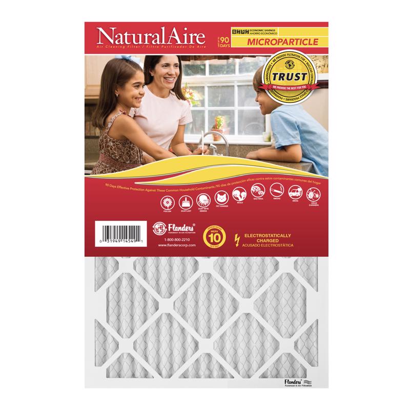 NaturalAire 16 in. W X 25 in. H X 1 in. Synthetic 10 MERV Pleated Microparticle Air Filter 1 pk (Pack of 6)