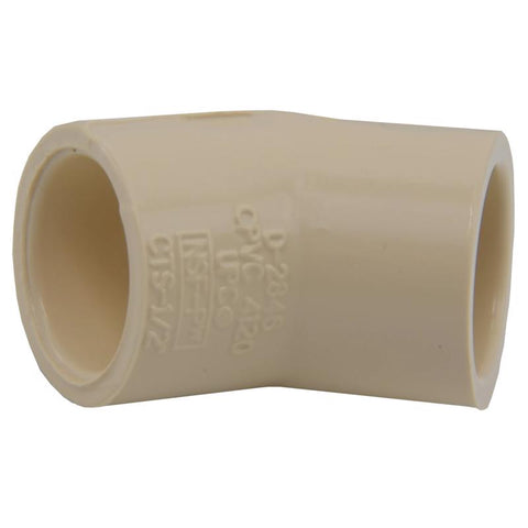 Charlotte Pipe 1/2 in. Socket X 1/2 in. D Socket CPVC 45 Degree Elbow 1 pk (Pack of 25)