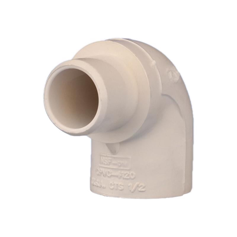 Charlotte Pipe 1/2 in. Spigot X 1/2 in. D Socket CPVC 90 Degree Street Elbow 1 pk (Pack of 50)