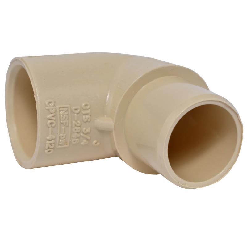 Charlotte Pipe 3/4 in. Spigot X 3/4 in. D Socket CPVC 90 Degree Street Elbow 1 pk (Pack of 25)
