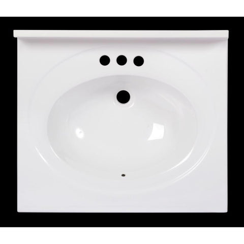 Arstar Standard Cultured Marble Bathroom Sink 25 in. W X 22 in. D White