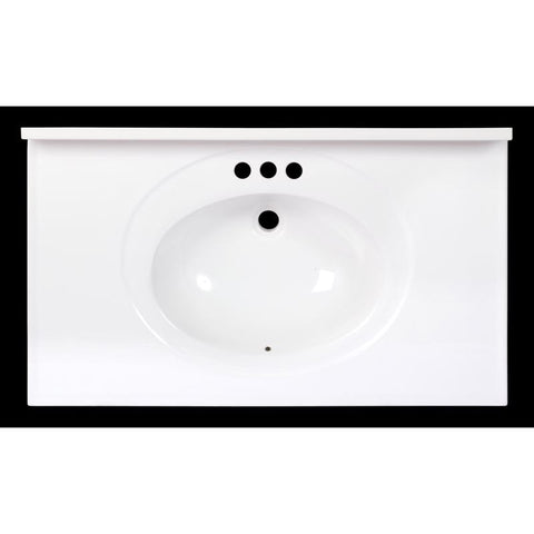 Arstar Standard Cultured Marble Bathroom Sink 37 in. W X 22 in. D White