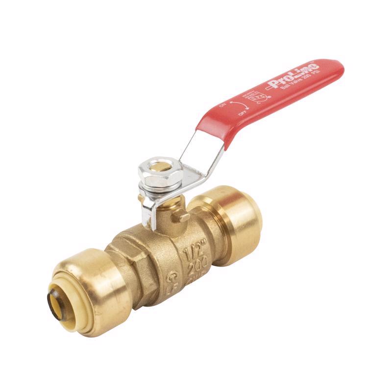 BK Products Proline Series 1/2 in. Brass Push Fit Ball Valve Full Port Quarter-Turn Lever